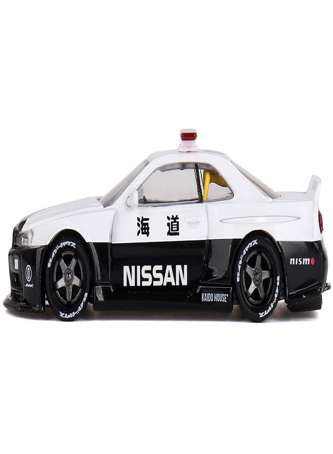 Mini GT Models Skyline GT-R (R34) Kaido Works (V2 Aero) RHD (Right Hand Drive) Black and White Japan Police (Designed by Jun Imai) Kaido House Special 1/64 Diecast Model Car by Mini GT KHMG120 - Image 4